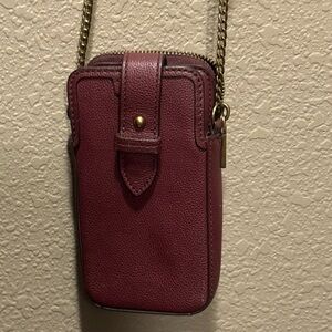 FOSSIL "LAINIE" Purse LEATHER CROSSBODY CELL PHONE BAG W/ADJUSTABLE STRAP EUC